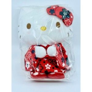 NEW Sanrio Hello Kitty Red Sakura Kimono Plush Doll 7.5" Standing Cherry Blossom